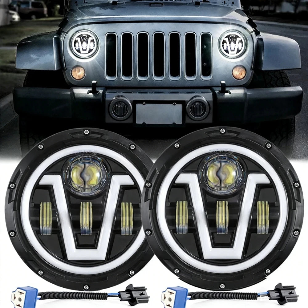 7 Inch Led Auto Headlight Motorcycle LED Headlight DRL Angel Eyes for Harley Honda Yamaha