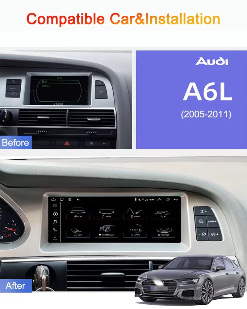 Right Hand Drvie 8.8 inch for Audi A6 A6L C6 2005 - 2011 HD Touch Screen Android Car Radio
