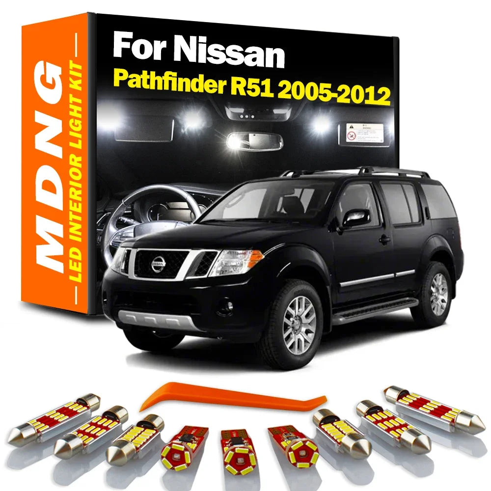 15-Piece LED Interior Light Kit for Nissan Pathfinder R51 2005-2009 - Canbus Dome Map Door Trunk Bulbs | AUTOKITSHOP