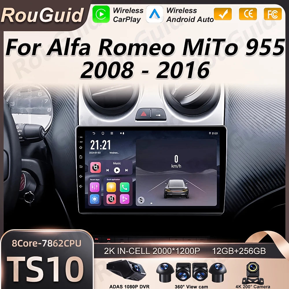 Android 16 Carplay For Alfa Romeo MiTo 955 2008 -2016 Car Radio Auto Multimedia Player 2Di | AUTOKITSHOP