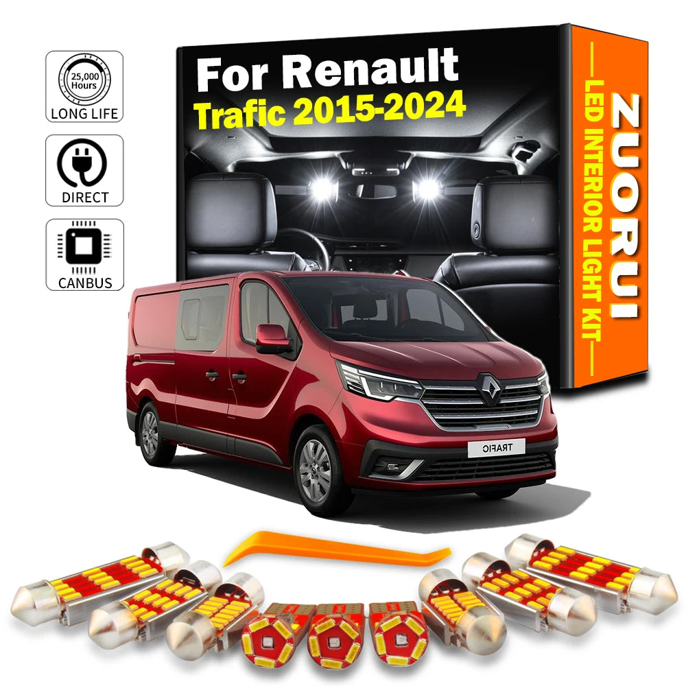 12-Piece LED Interior Light Kit for Renault Trafic - Canbus Error-Free Bulbs | AUTOKITSHOP