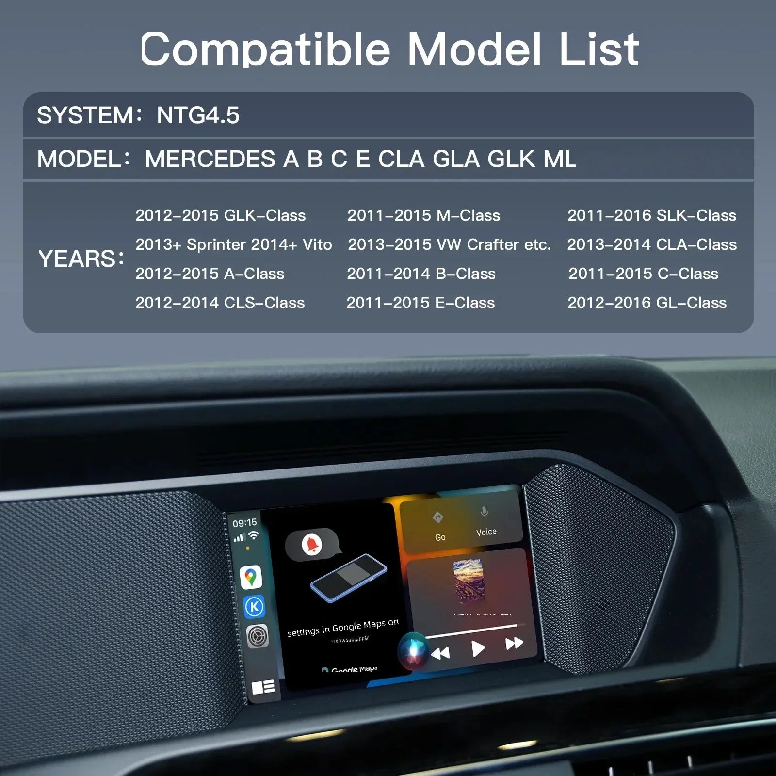 AUTOABC Wireless Carplay Suitable For Mercedes Benz A B C E CLA GLA GLK ML Sprinter NTG4.5 | AUTOKITSHOP