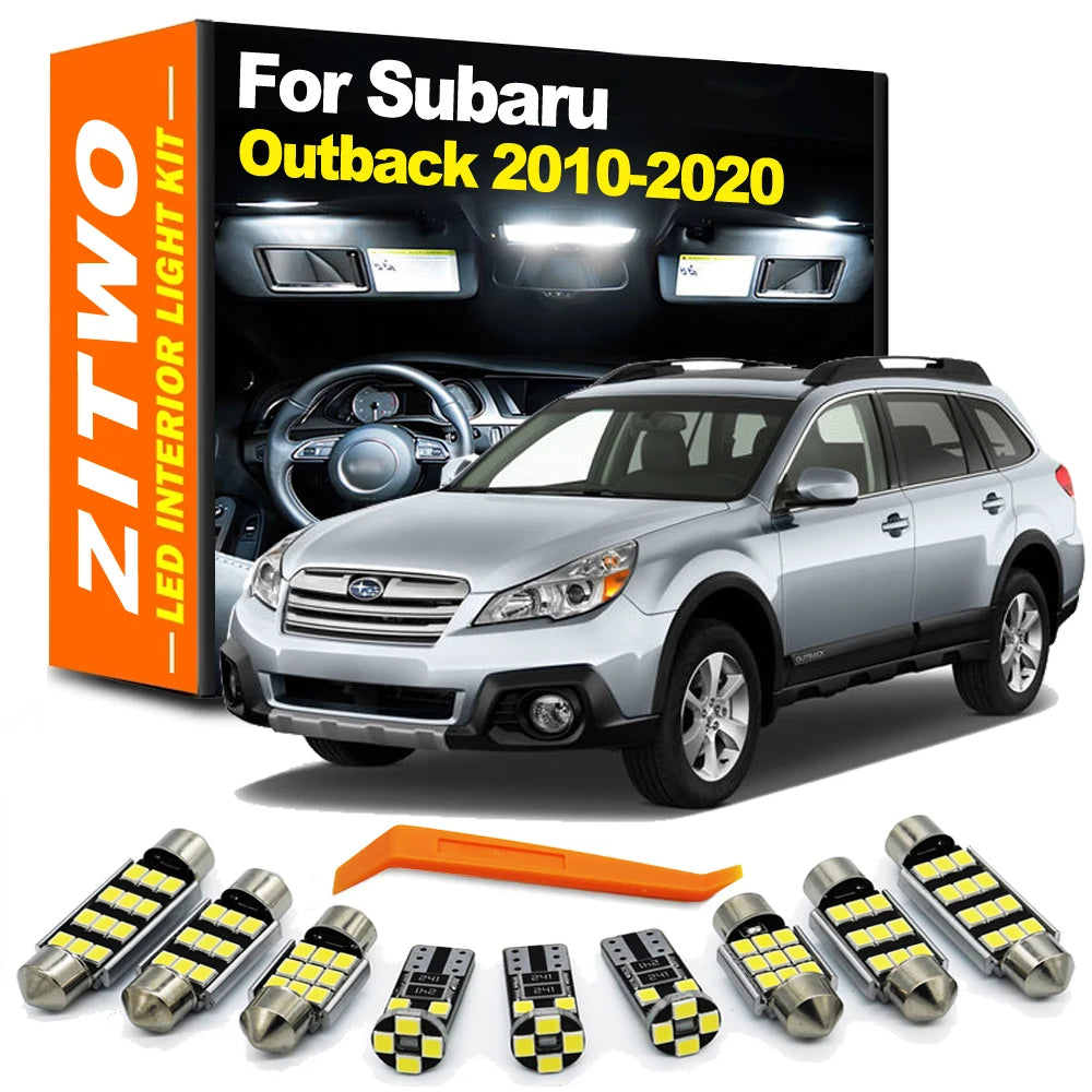 ZITWO 14Pcs For Subaru Outback BR BS 2010- 2015 2016 2017 2018 2019 2020 LED Interior Sun Visor Door Dome Map Light Kit Car Bulb