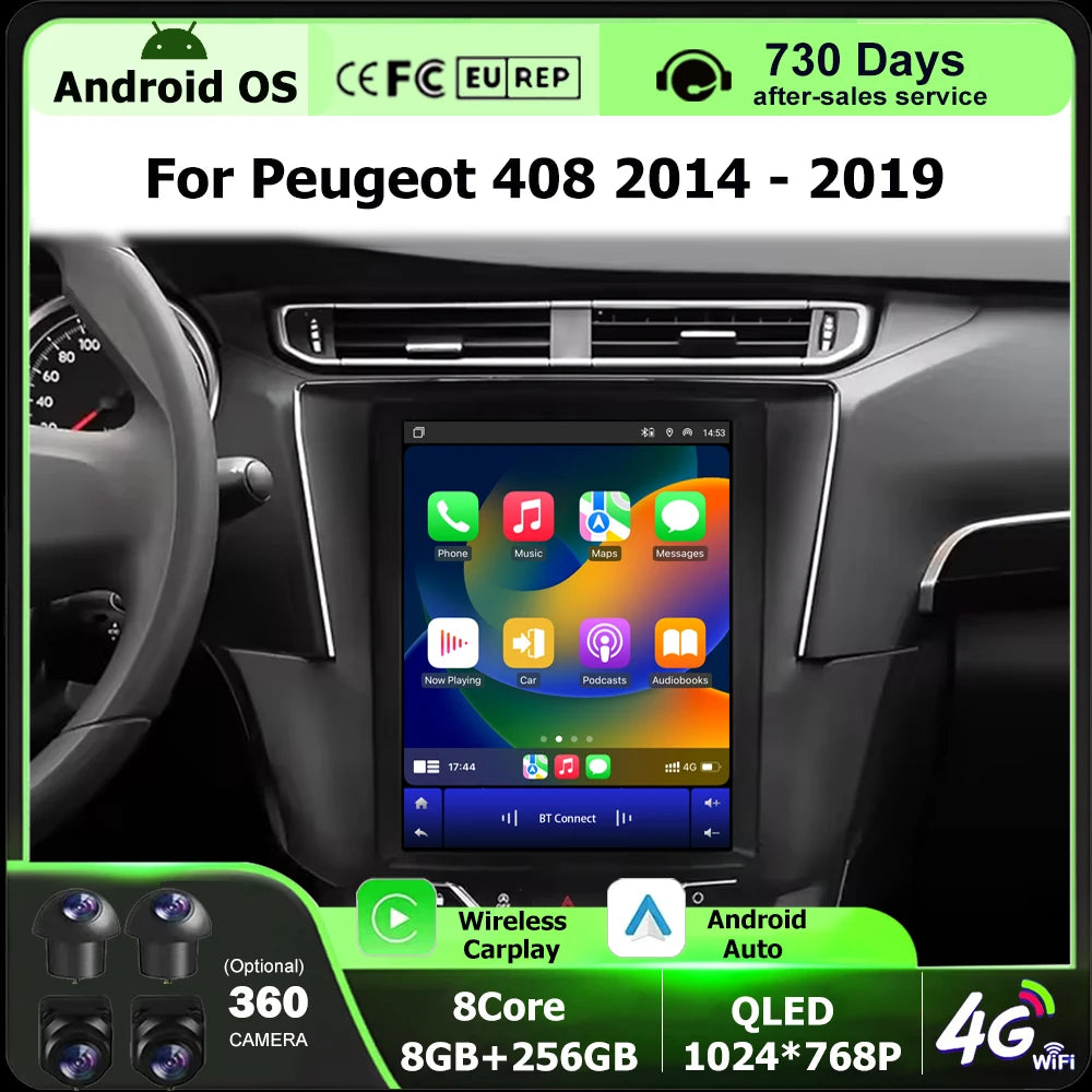 Android 16 For Peugeot 408 2014 2015 2016 2017 - 2019 Car Radio Multimedia Video Player GP