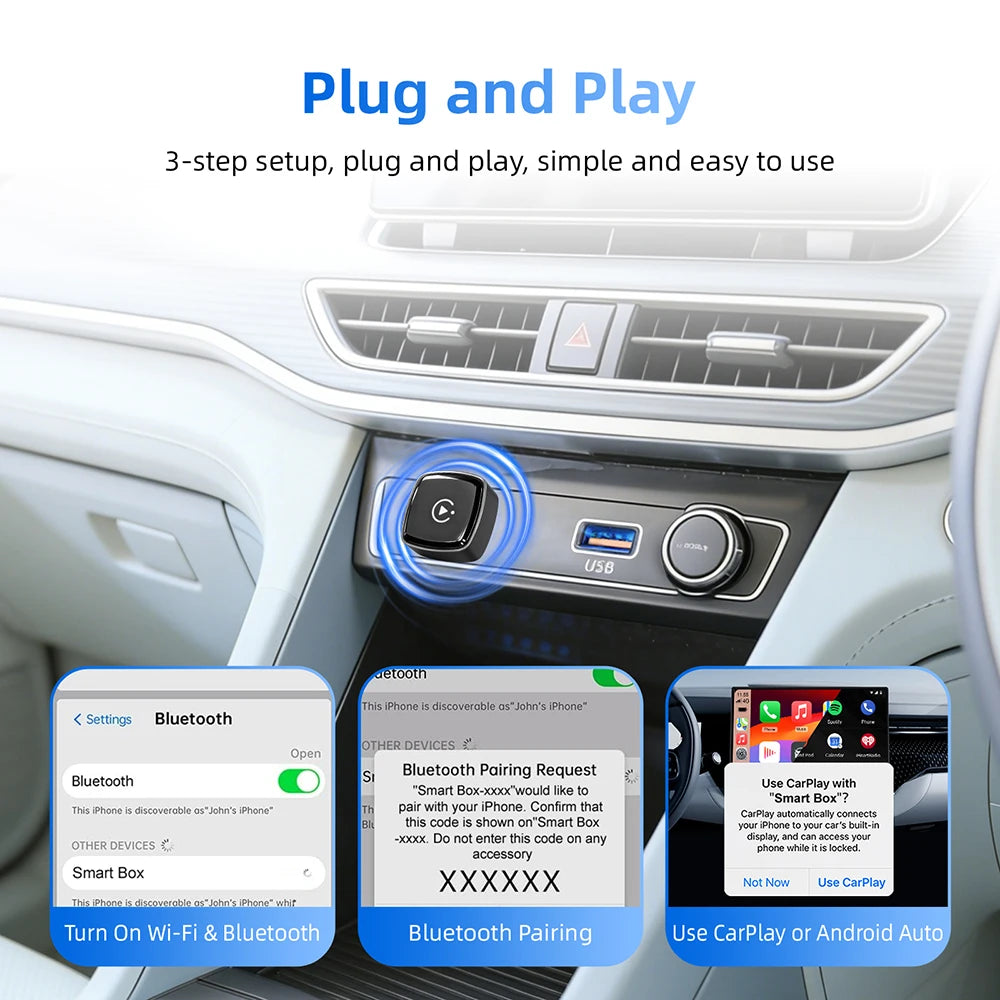 2 in1 Wired to Wireless CarPlay Adapter Plug & Plug Auto Connect Converts for Wired Cars C | AUTOKITSHOP