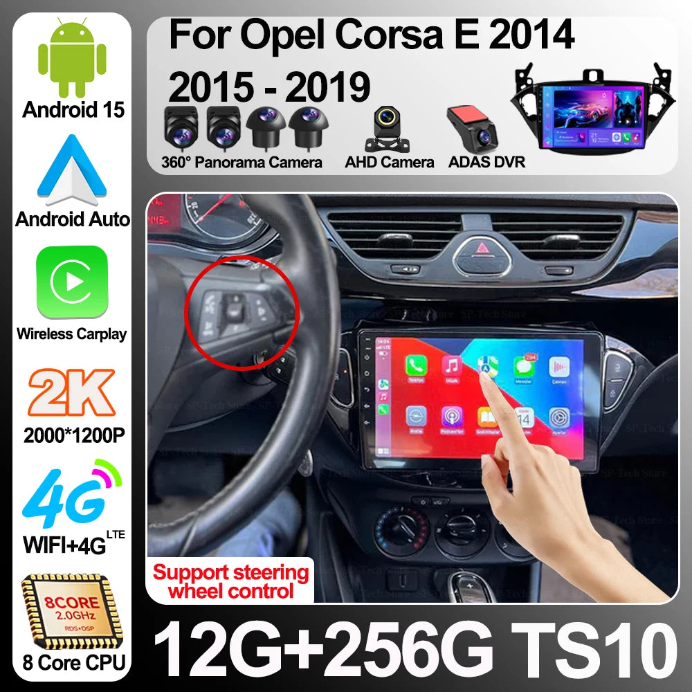 Android 16 For Opel Corsa E 2014 2015 2016 2017 2018 2019 Multimedia Video Player Radio Ca | AUTOKITSHOP