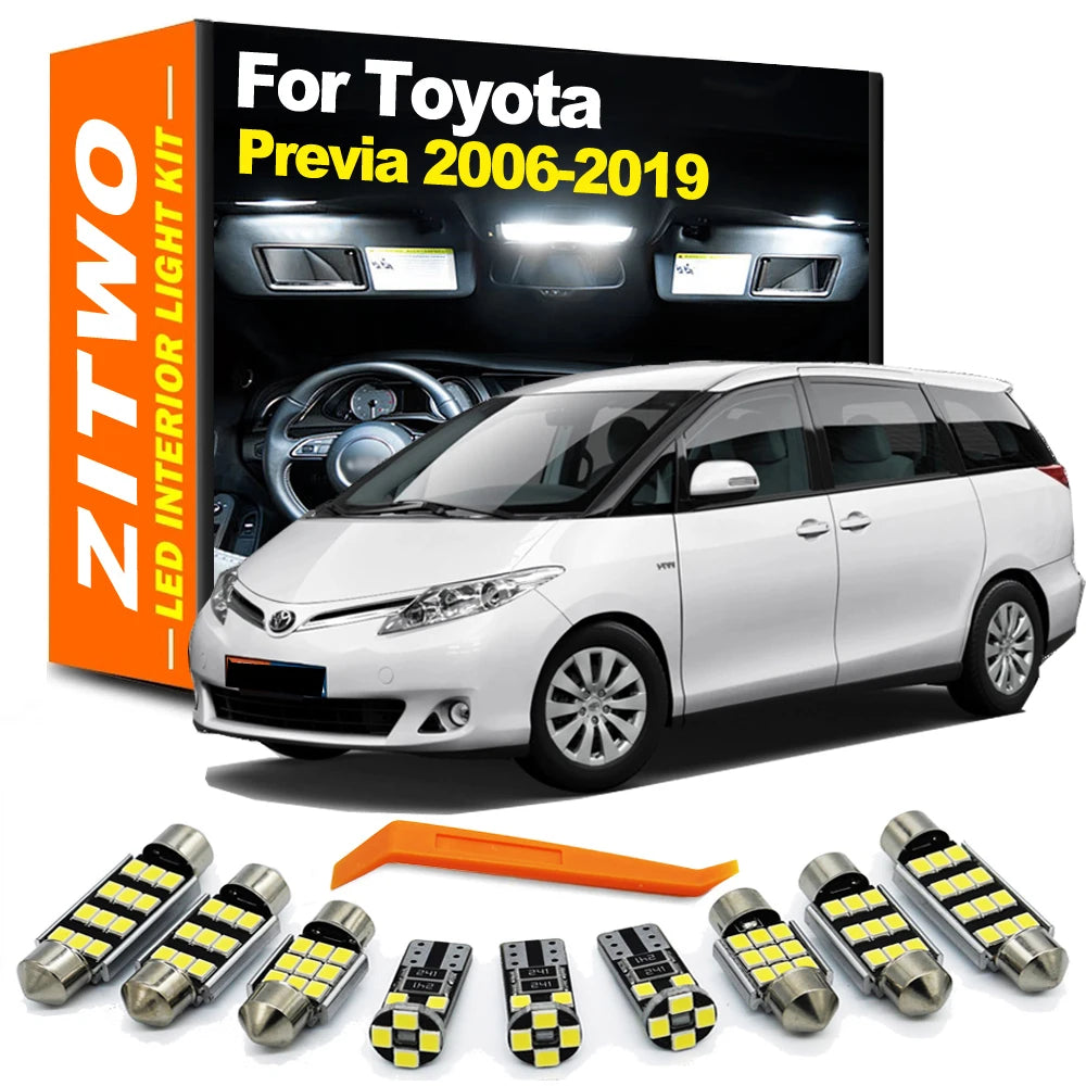 ZITWO 15Pcs Car Bulb Accessories LED Interior Dome Reading Door Light Kit For Toyota Previa Estima 2006-2015 2016 2017 2018 2019