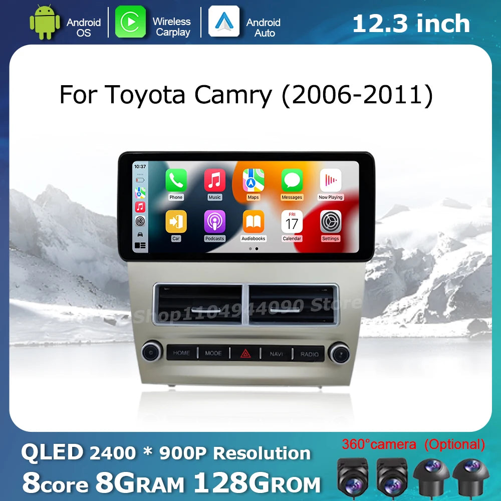 QLED 2400*900P Car Display Screen for Toyota Camry 2006-2011 Multimedia Radio Player GPS N