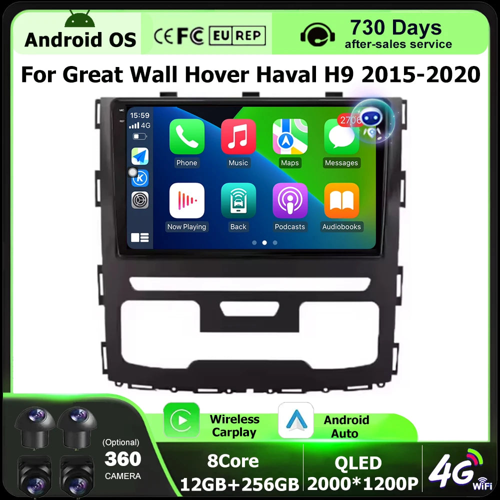 Android 16 Auto For Great Wall Hover Haval H9 2015 - 2020 Car Radio Multimedia Video Playe