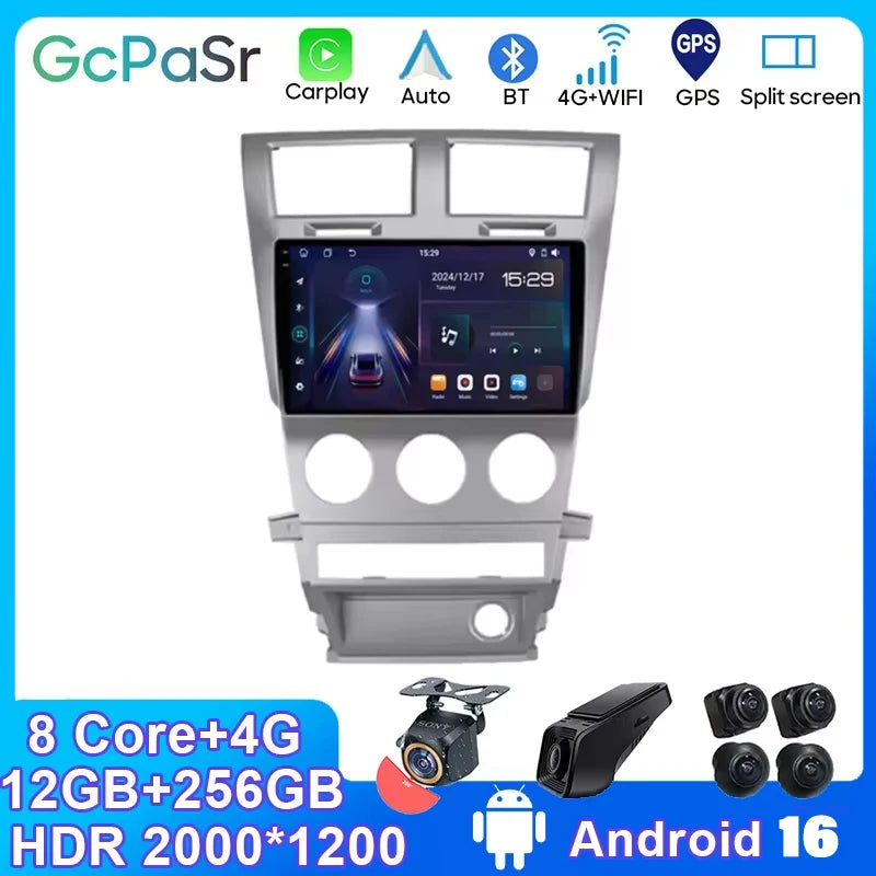For Dodge Avenger JS 2007 2008 - 2010 5G WIFI Car Screen Android Auto Radio Carplay GPS Na