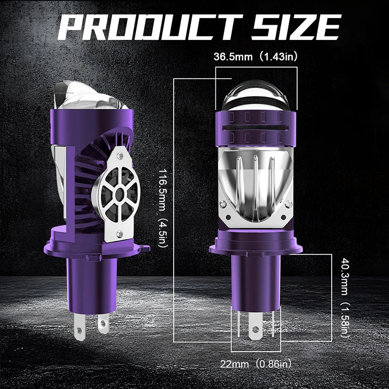 H4 LED Headlight Bulb Projector Lens Canbus Super Bright LED 3800W 5000000LM 6000K Hi/Low