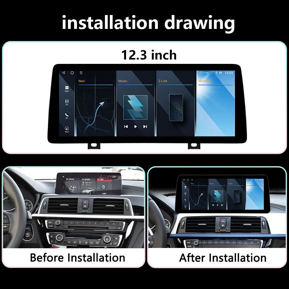 12.3inch Android For BMW 3 /4 series F30 F31 F32 F33 F34 F36 2013- 2019 Car Radio Multimed