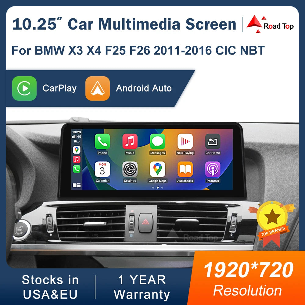 CN 10.25inch Multimedia Display For BMW X3 X4 F25 F26 2011-2016 CIC NBT Touch Screen Wirel | AUTOKITSHOP