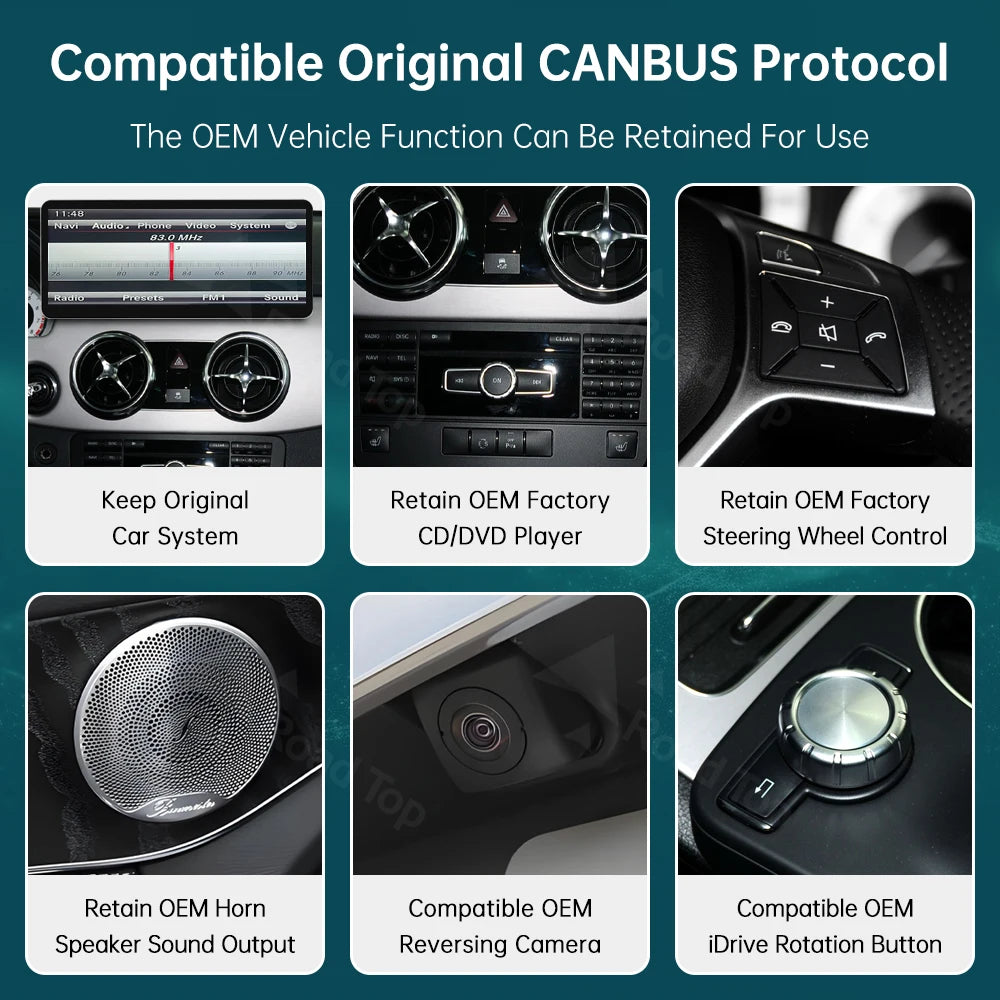 RoadTop Wireless CarPlay Android Auto Multimedia Display for Mercedes-Benz GLK X204 NTG4.5