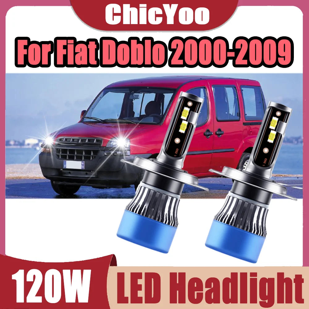 Canbus No Error 120W LED Headlight 6000K White 20000LM 12V For Fiat Doblo 2000 2001 2002 2
