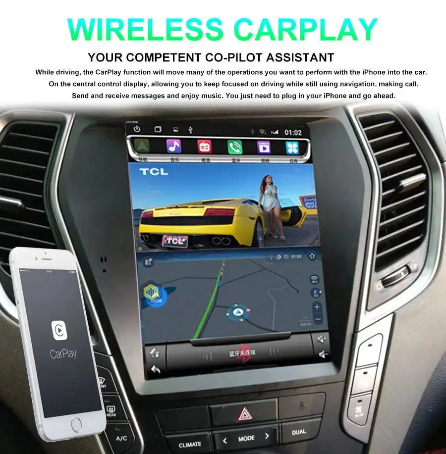 Car Radio 10.4 Inch For Hyundai Santa Fe IX45 2013-2017 Android 14 Player Video Multimedia | AUTOKITSHOP