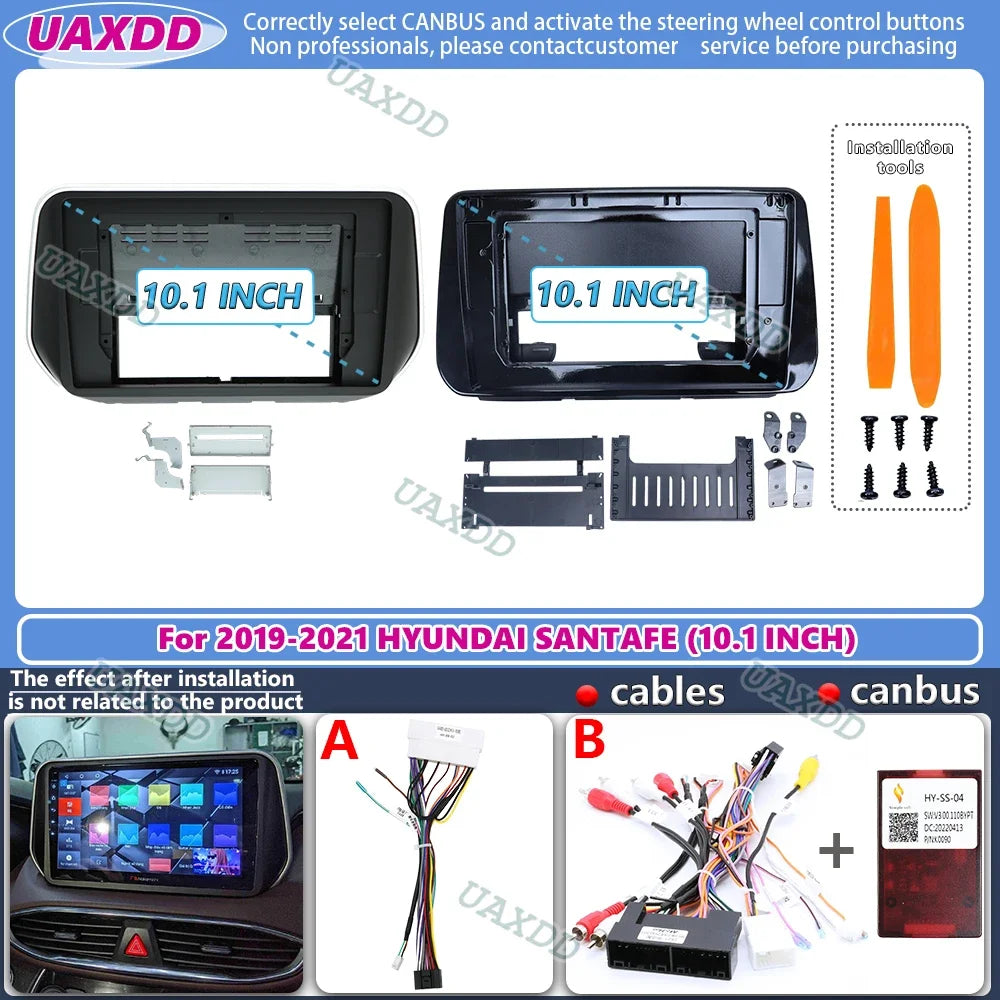 For 2019-2021 Hyundai SANTAFE 10.1inch 2 Din Car stereo radio Android frame panel fascia c