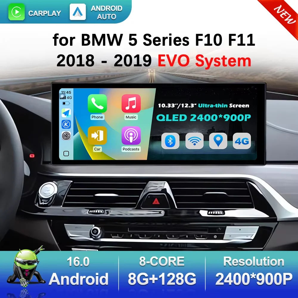 Navi GPS Stereo Car Video Multimedia Player for BMW 5 Series F10 F11 2018 - 2019 EVO Syste