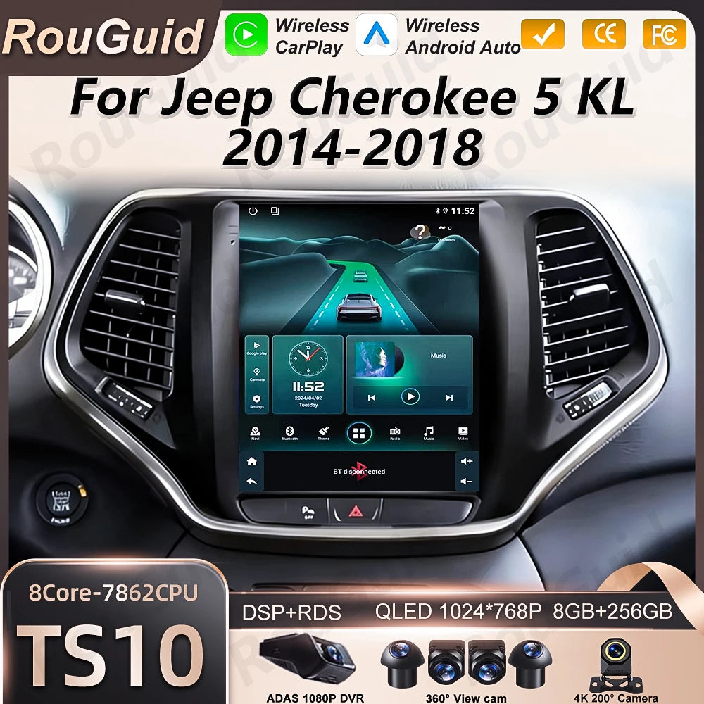 Android 16 Auto Car Radio For Jeep Cherokee 5 KL 2014 2015 2016 2017 2018 Carplay Multimed | AUTOKITSHOP