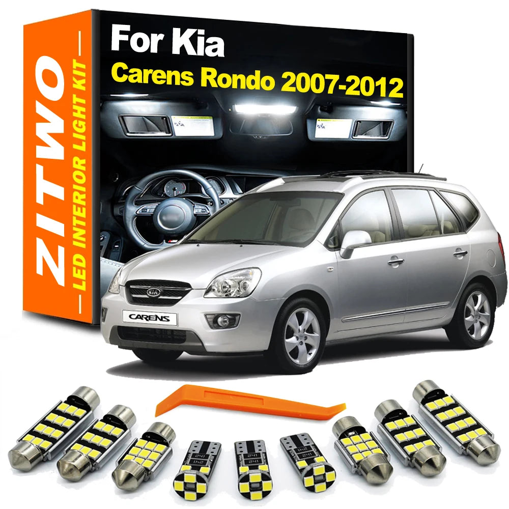 ZITWO 12Pcs For Kia Carens Rondo 2007 2008 2009 2010 2011 2012 LED Interior Roof Reading Trunk License Plate Light Kit Car Bulbs