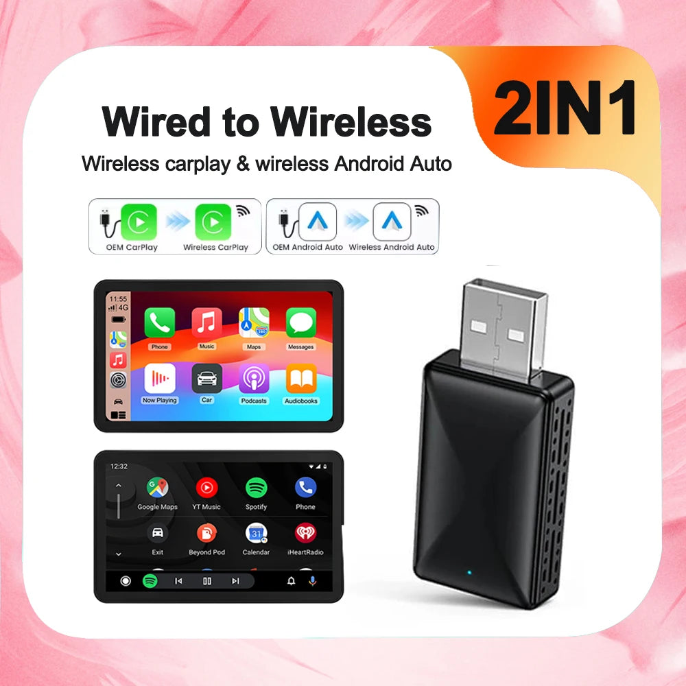 Wireless Carplay Adapter for Carplay Android Auto Smart USB Plug and Play For Havel Kia Vo