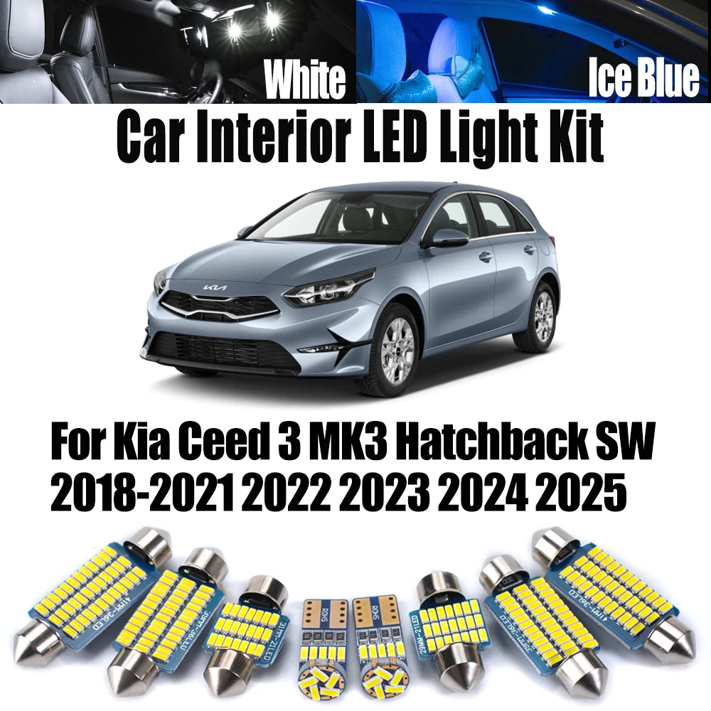 12-Piece LED Interior Light Kit for Kia Ceed 3 MK3 Hatchback SW 2018- 2021 - Canbus Dome Map Door Trunk Bulbs | AUTOK...