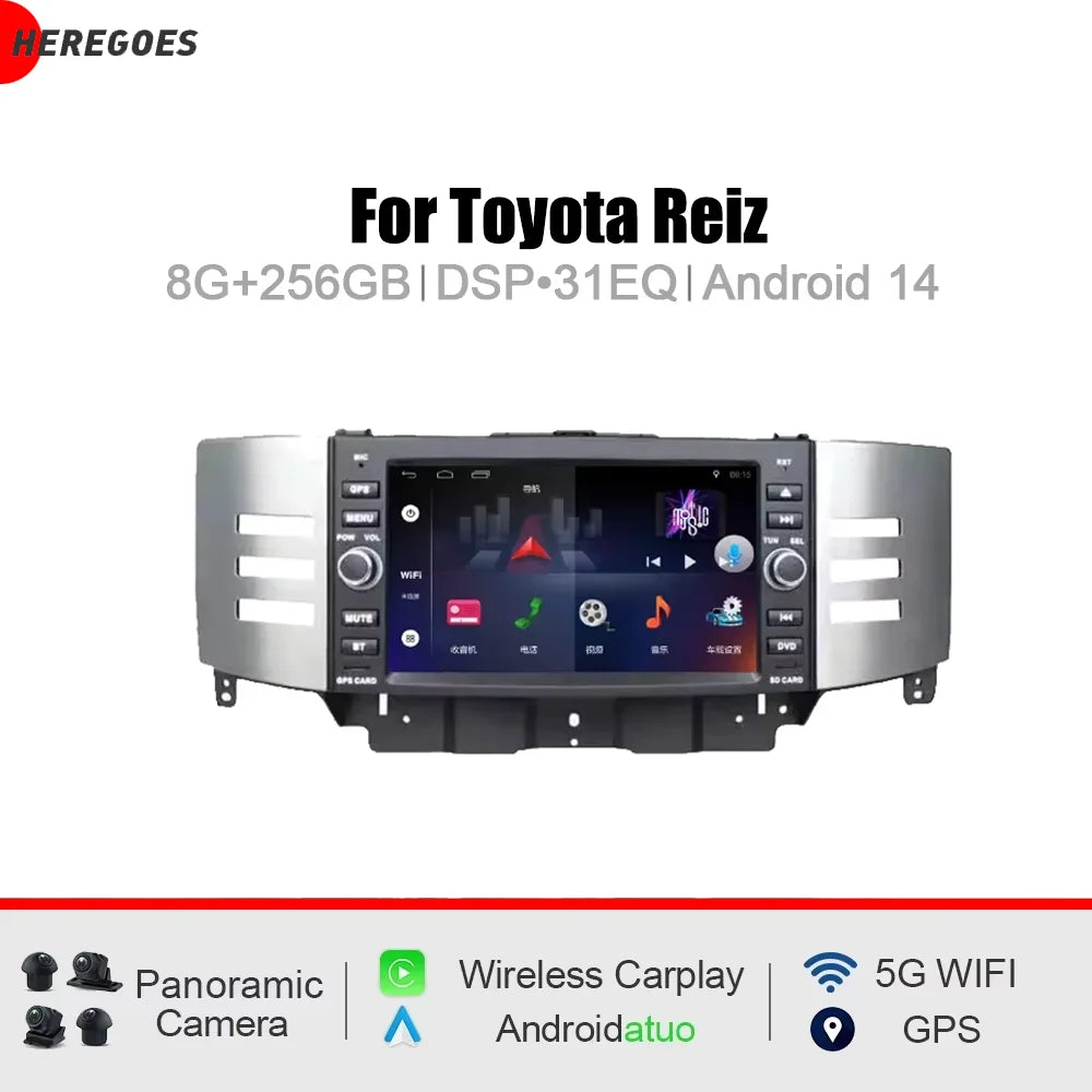 8" CarPlay DSP Android 8 Core Car Radio GPS WiFi Multimedia Navigation Autoradio for Toyota Reiz - 12GB RAM 256GB ROM
