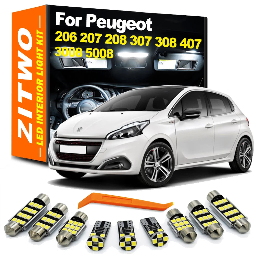 Complete LED Interior Light Plate Lamp Kit For Peugeot 206 207 208 301 307 308 406 407 508 607 2008 3008 4007 5008 Accessories
