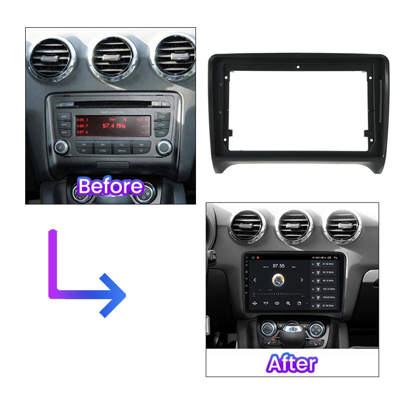 For Audi TT MK2 8J 2006 2007-2012 9inch Car Frame Fascia Adapter Canbus Box Decoder Harnes