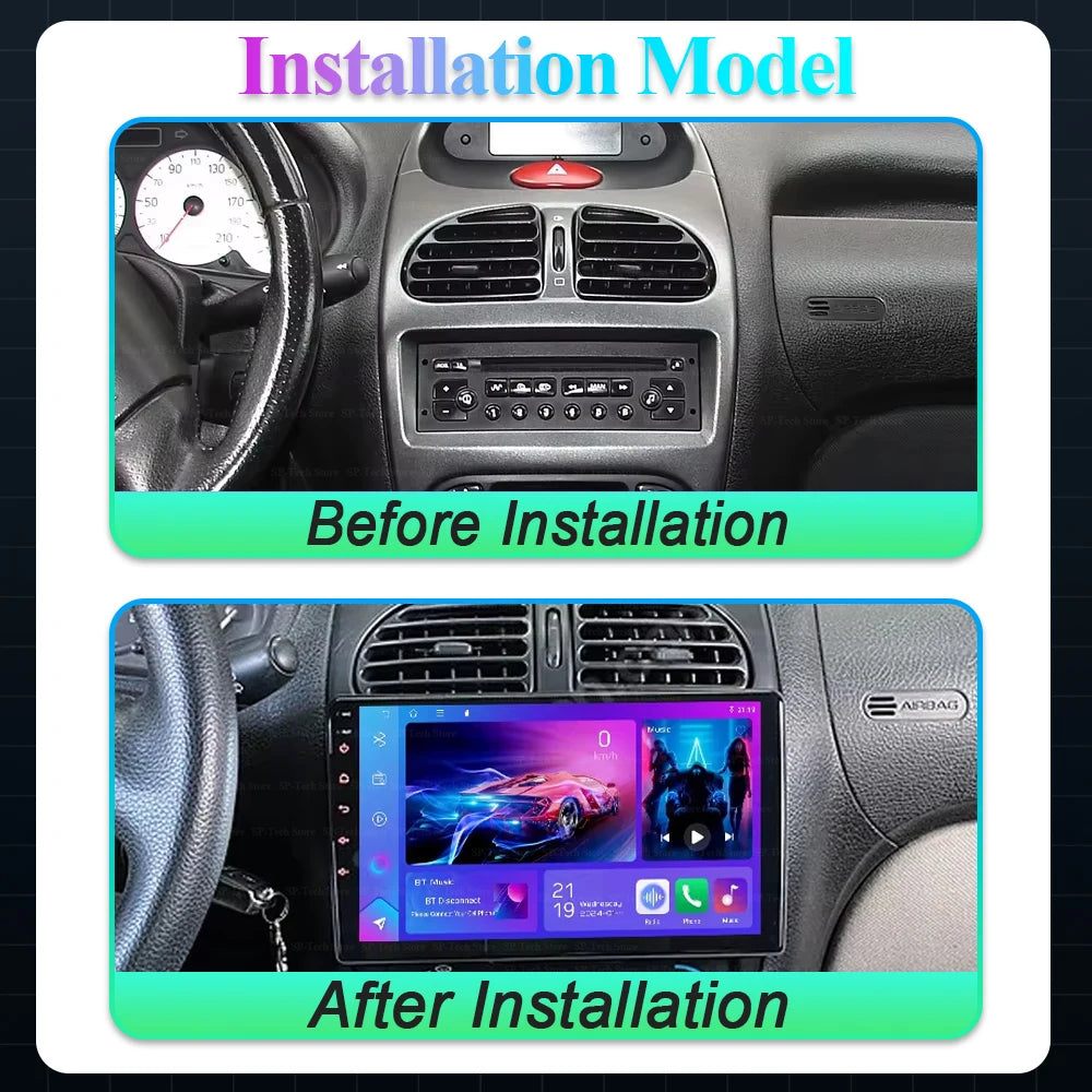 Car Radio For Peugeot 206 1998 1999 2000 - 2012 Wireless Carplay Android 16 Auto Car Intel | AUTOKITSHOP