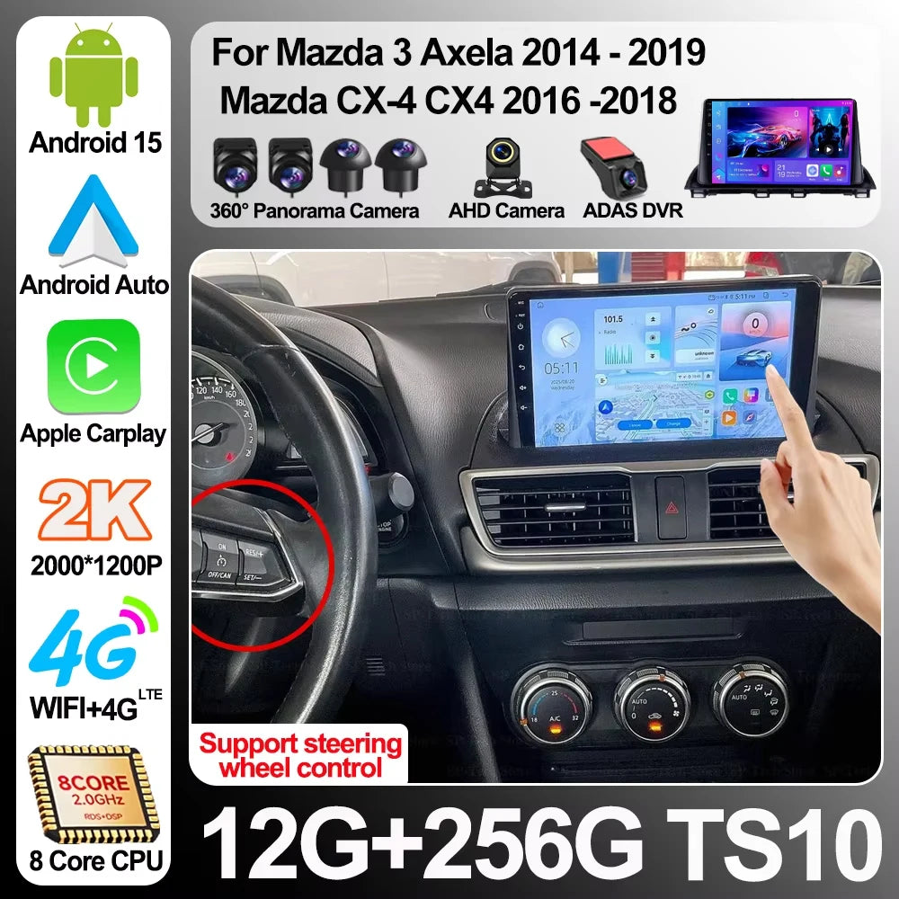 Android 16 Wifi Car Radio For Mazda 3 Axela 2014 - 2019 Mazda Cx-4 Cx4 2016 -2018 Head Uni | AUTOKITSHOP