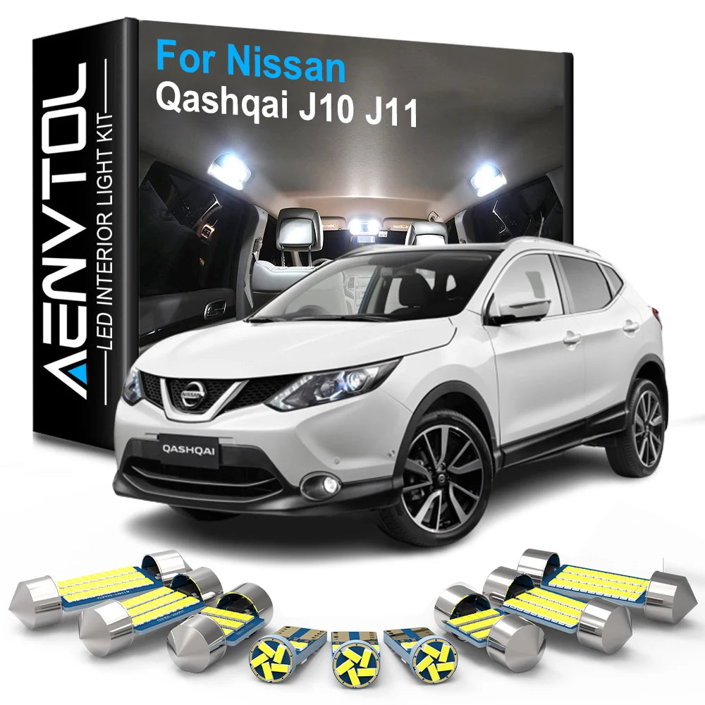 LED Interior Light Kit for Nissan Qashqai J10 J11 2007-2011 - Canbus Dome Map Door Trunk Bulbs | AUTOKITSHOP