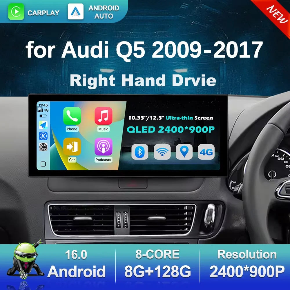 Car Video Multimedia Player Stereo Wireless Carplay Right Hand Drvie for Audi Q5 2009 - 20