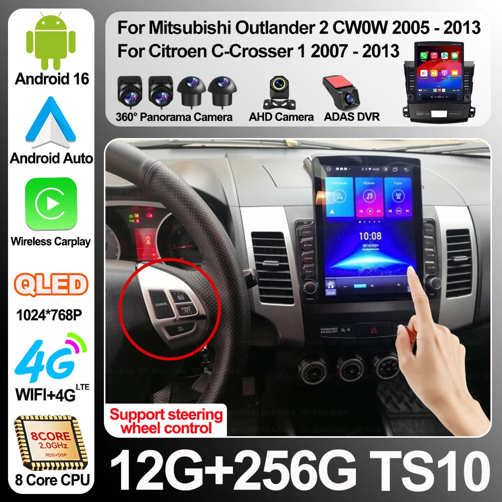 Car Radio For Mitsubishi Outlander 2 Cw0w 2005 - 2013 For Citroen C-crosser 1 2007 - 2013  | AUTOKITSHOP