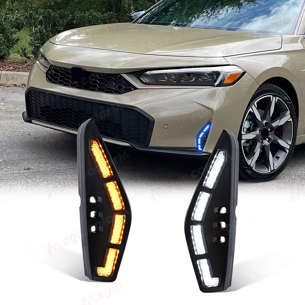 LED DRL For Honda Civic 2025 Daytime Running Lights Turn Signal Fog Lamps White Yellow Blu | AUTOKITSHOP