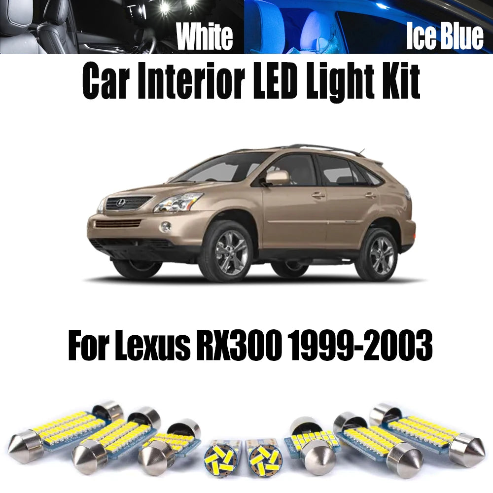 9-Piece LED Interior Light Kit for Lexus RX300 1999 - 2001 - Canbus Dome Map Door Trunk Bulbs | AUTOKITSHOP