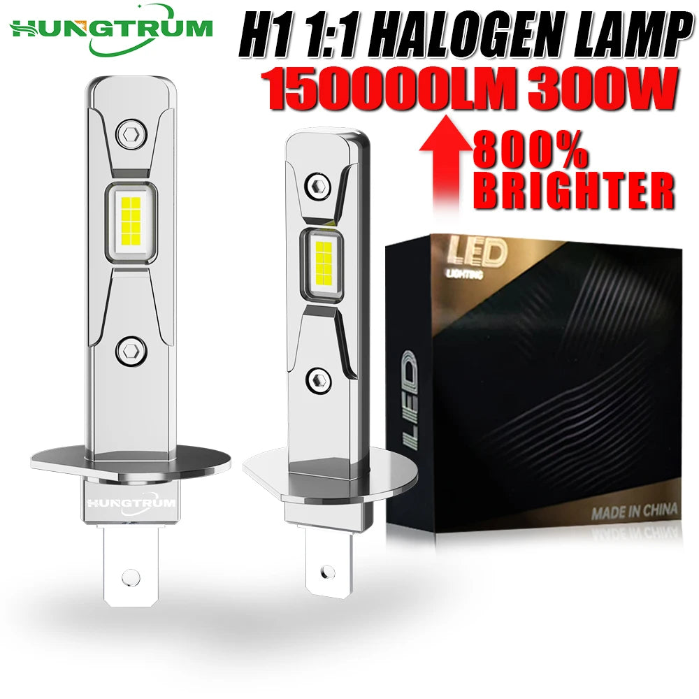 H1 Super Bright LED Lights for Car 150000LM 300W 1:1 Size Wireless Plug And Play CANBUS Bu