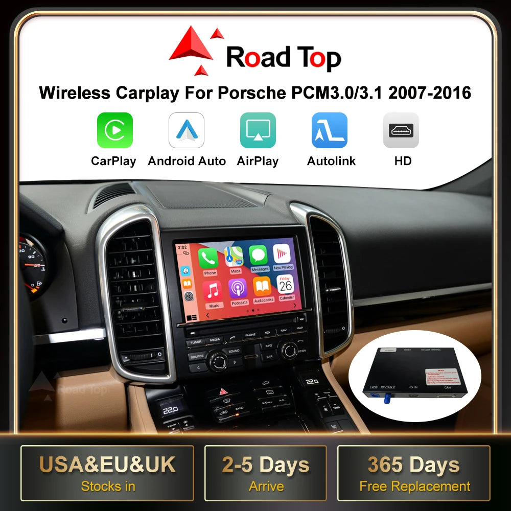 RoadTop Wireless CarPlay for Porsche Boxster 718 Macan Cayman Cayenne 911/918 PCM3.0 3.1 2