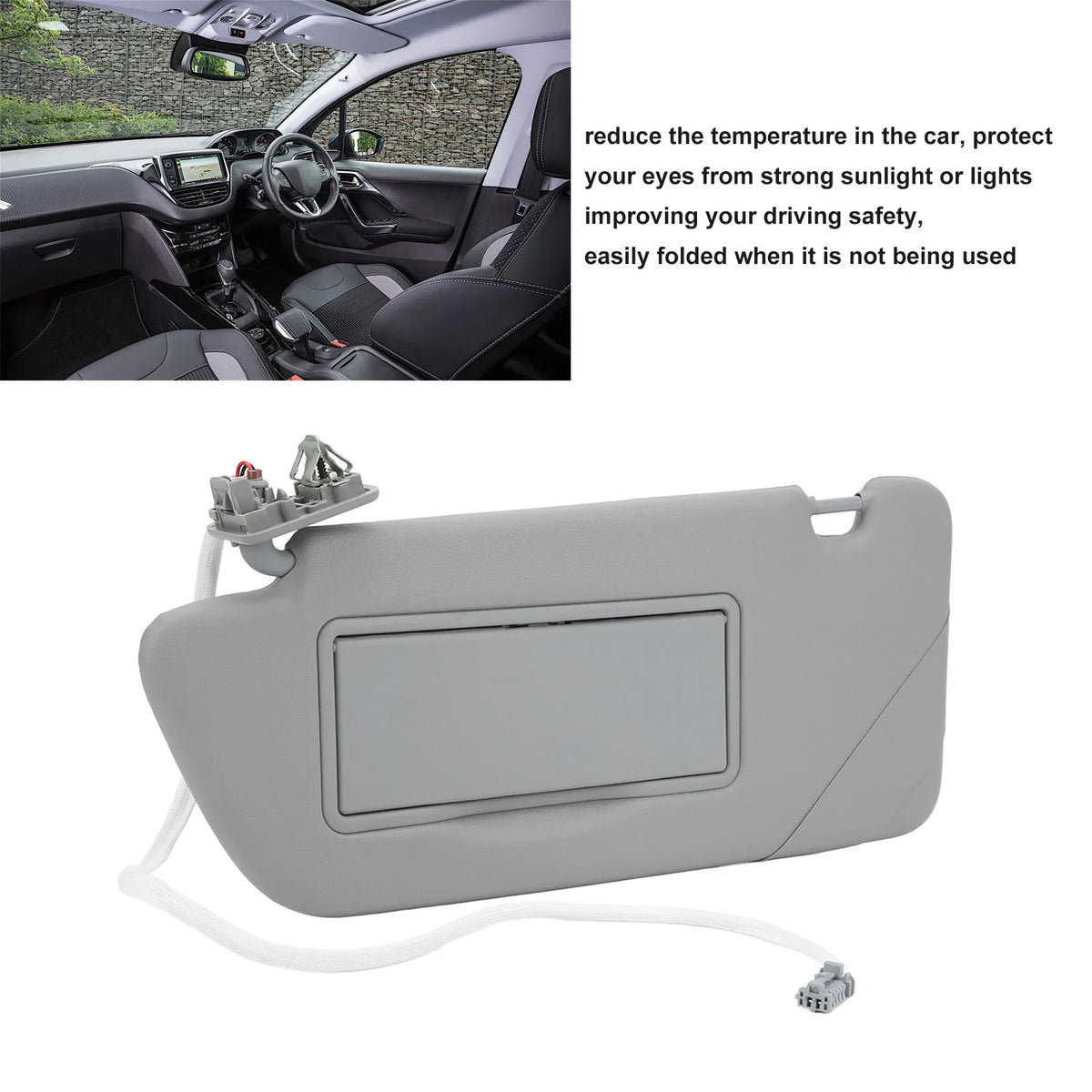 Car Sun Visor 8163EG ABS Interior Sunshade Sun Exposure Wear Resistant Replacement for Peugeot 2 - Automotive LED Light