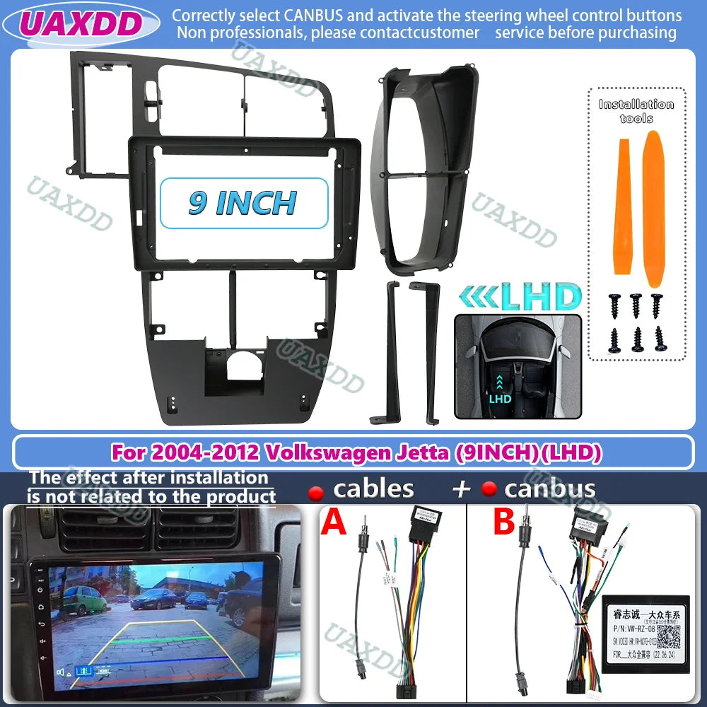 For 2004-2012 Volkswagen Jetta 9 INCH 2 Din Car radio Android Center cable video harness a