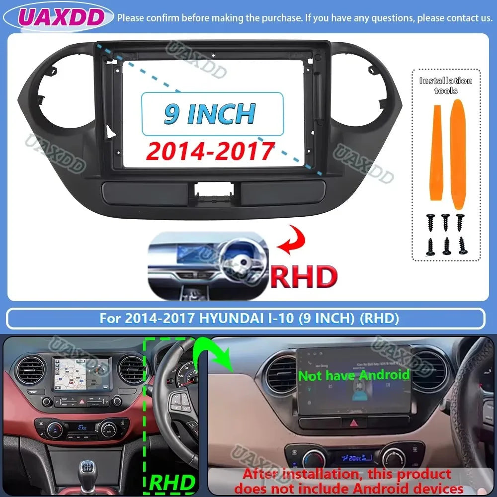 For 2007-2017 Hyundai I-10 9inch 2 Din Car stereo radio Android frame panel fascia cable v