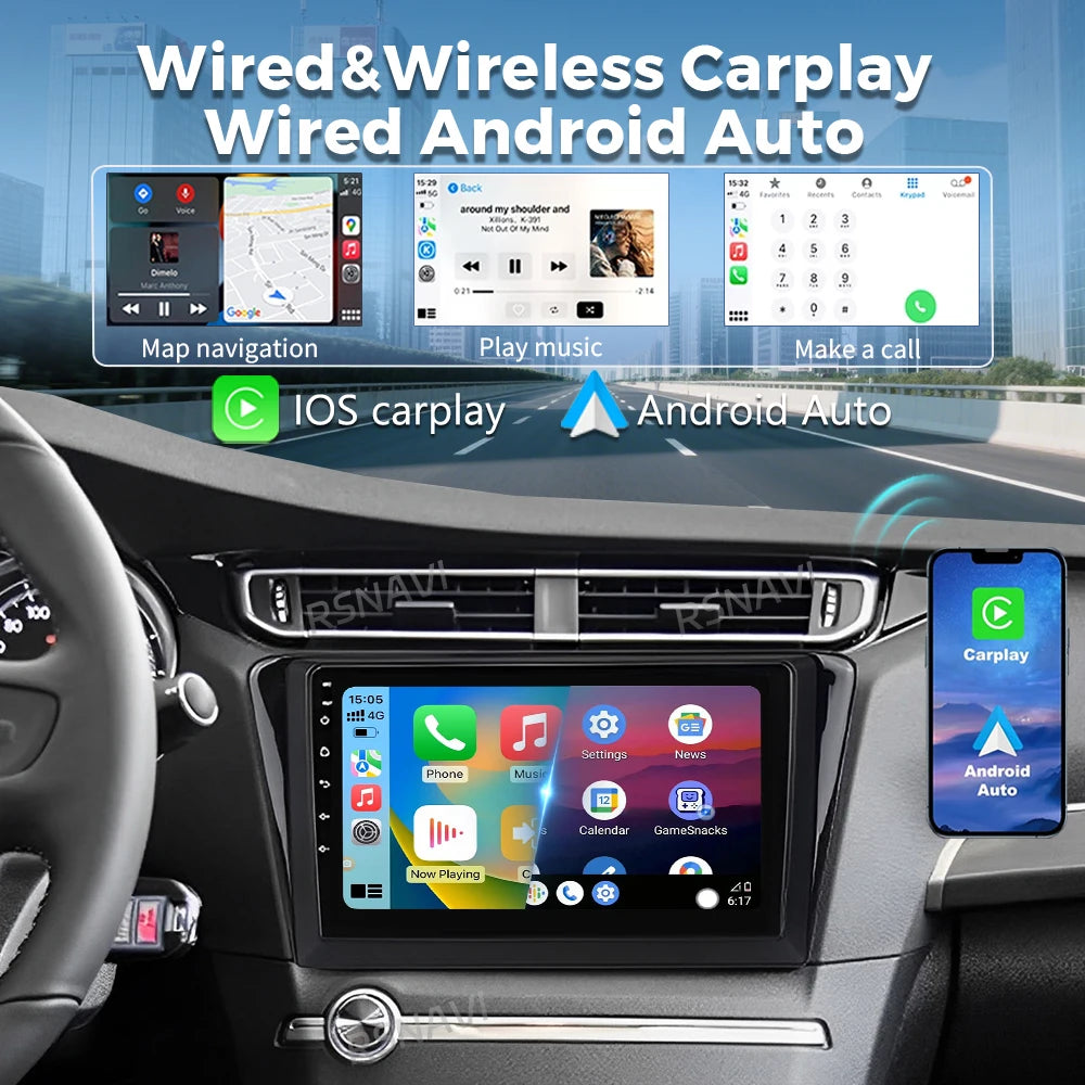 Android 16 Carplay Auto Car Radio For PEUGEOT 408 2014-2018 5GWifi+4G Multimedia Video Pla