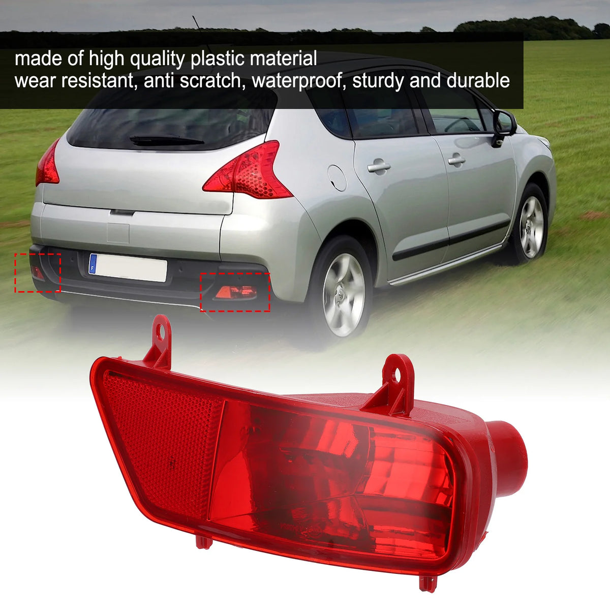 Red Rear Fog Light Assembly Car Accessories Replacement for PEUGEOT 3008 2009‑2016 - Canbus LED Car Light