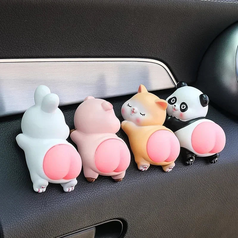 Cute Cartoon Car Ornaments Creative Panda Pig Doll Center Console Decorative Accessories Unpacki - Automotive LED Light