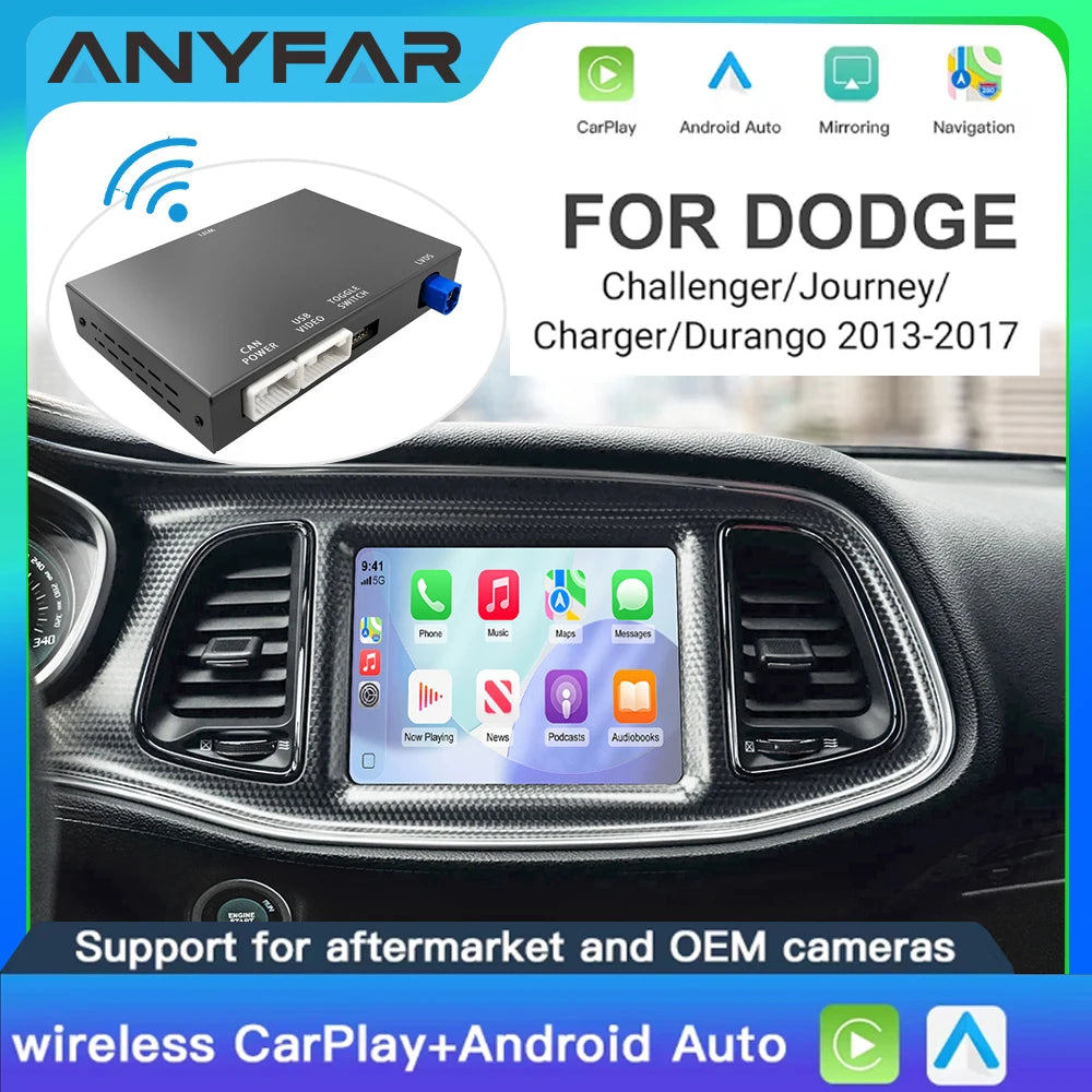 Wireless CarPlay Android Auto retrofit kit decoder box for Dodge Challenger Journey Charge