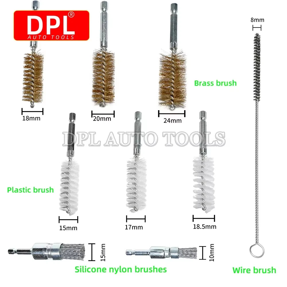 Universal Diesel Injector Seat Port Cleaning Tool Kit 19Pcs Decarbonising Fuel Nozzle Repair Too - Automotive LED Light