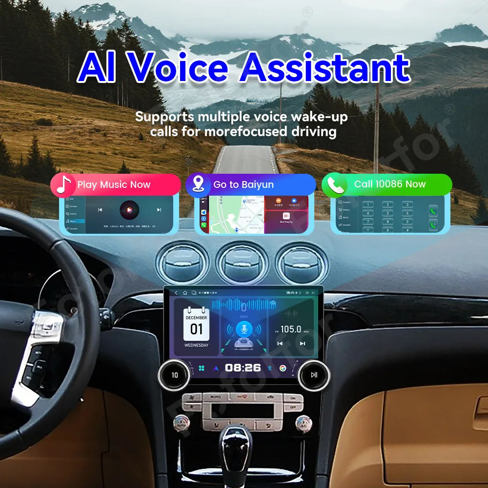 Premium Large HD Touch Screen Android 15 Car Stereo 11.5 Inch Wireless CarPlay GPS Navigat