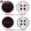 85mm Water Temperature Meter Oil Pressure Fuel Level Voltage 4In1 Multifunctional Gauge Oil Pres - Automotive LED Light