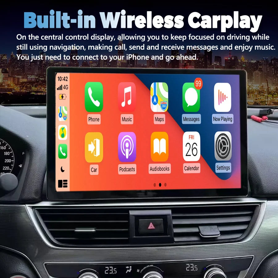 13.3Inch 2K Android Car Radio For Honda Accord 2018-2020 Stereo GPS DSP Navigation Multime