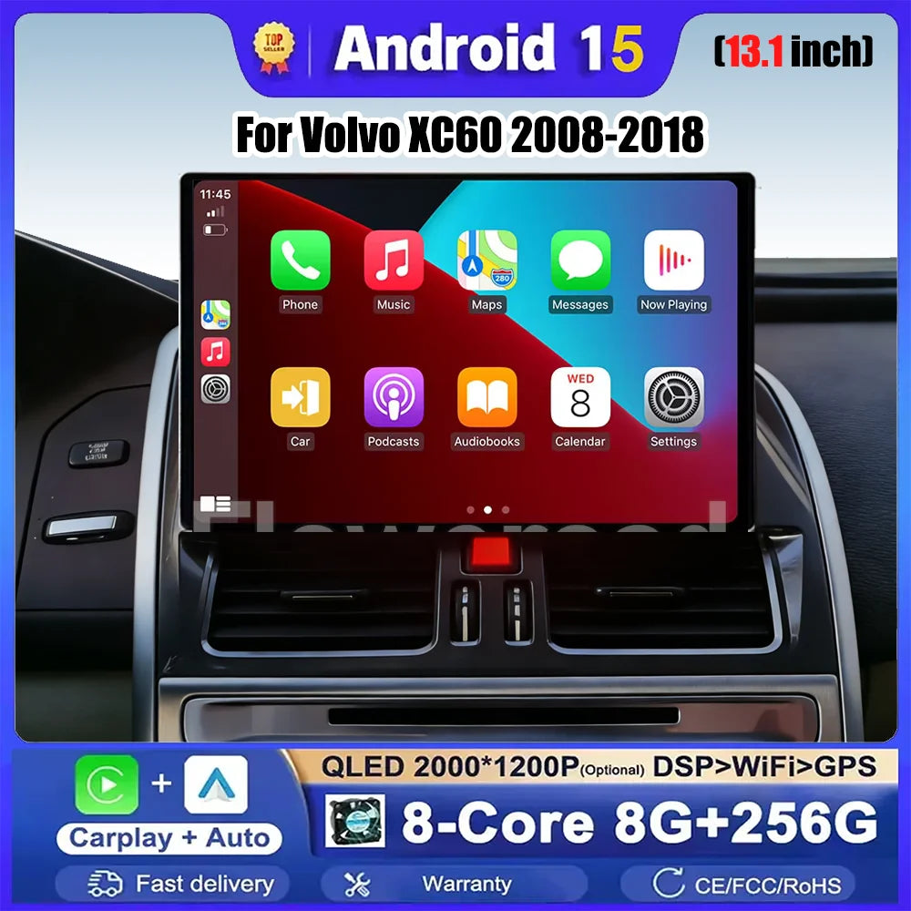13.3 inch 2K QLED Carplay Screen Multimedia Video Player For Volvo XC60 2008-2018 Portable | AUTOKITSHOP